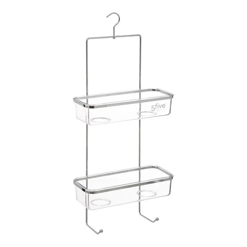Rechtstreeks Van De Fabrikant 5five Doucherekje - kunststof - met haak - 2 lagen - 28 x 12 x 64 cm - Douche- en badrekjes