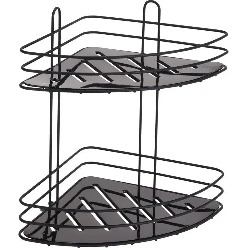 Trendy Doucherekje - zwart - hoekmodel - 20 x 20 x 23 cm - Douche- en badrekjes