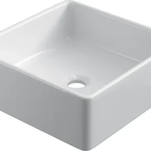 Keramische vierkante opbouw waskom Ibiza 38x38cm wit Dagaanbieding