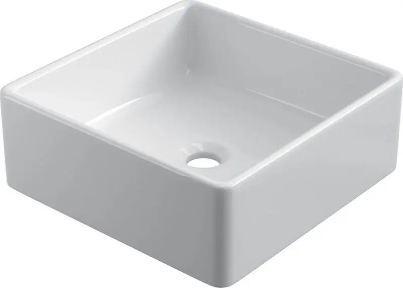Keramische vierkante opbouw waskom Ibiza 38x38cm wit Dagaanbieding