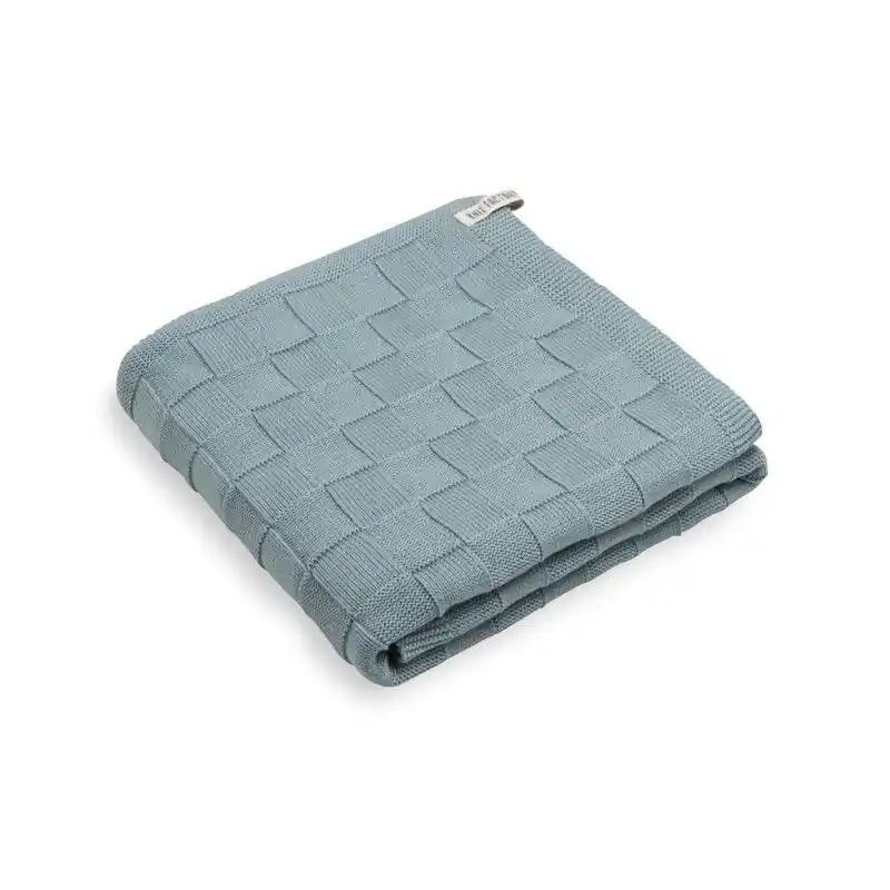 Topkwaliteit Knit Factory Gebreide Badlaken - Badhanddoek Ivy - Stone Green - 90x180 cm - Katoen