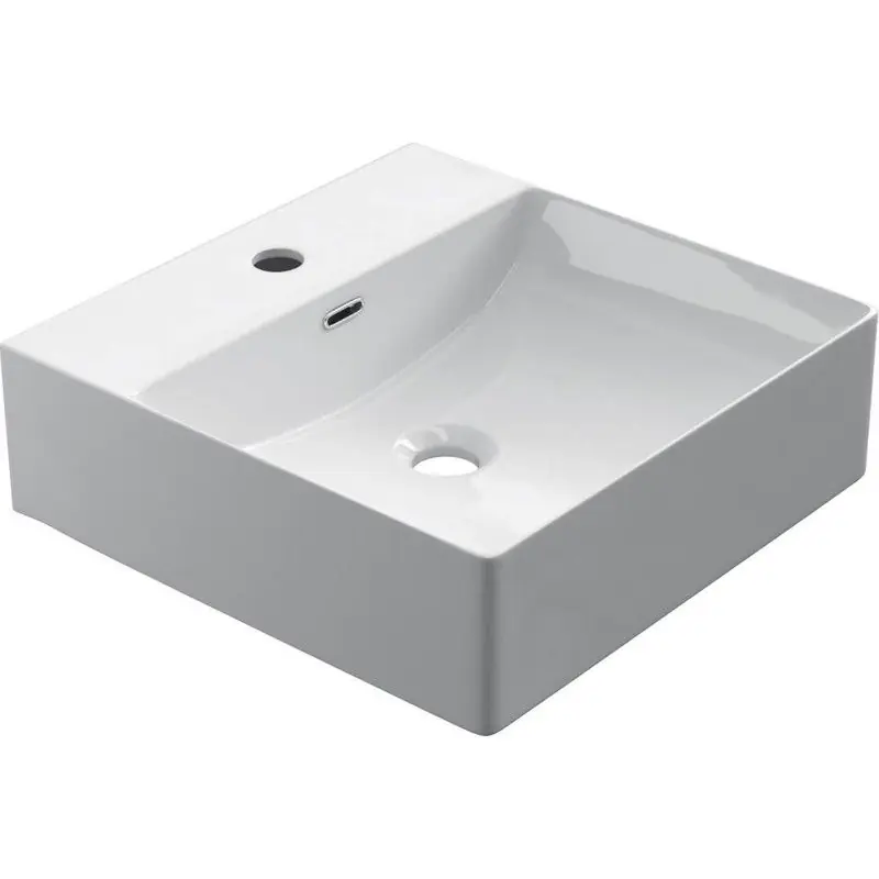 Nieuw Model Keramische rechthoekige opbouw waskom Fino Square 40,5x40,5cm wit met kraangat