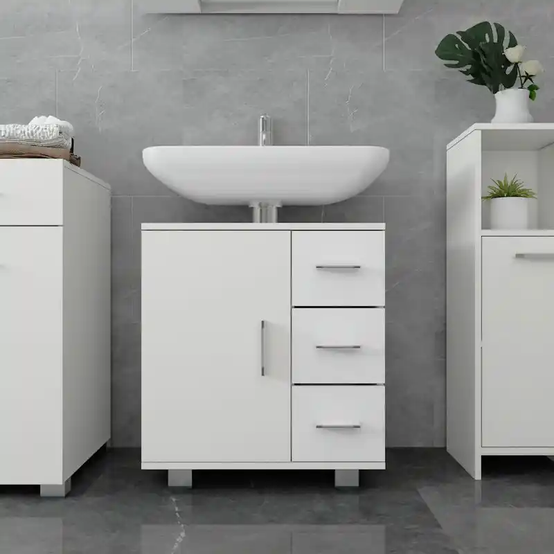 ML-Design wastafelonderkast wit, 60x60,8x33 cm, gemaakt van MDF Trendy