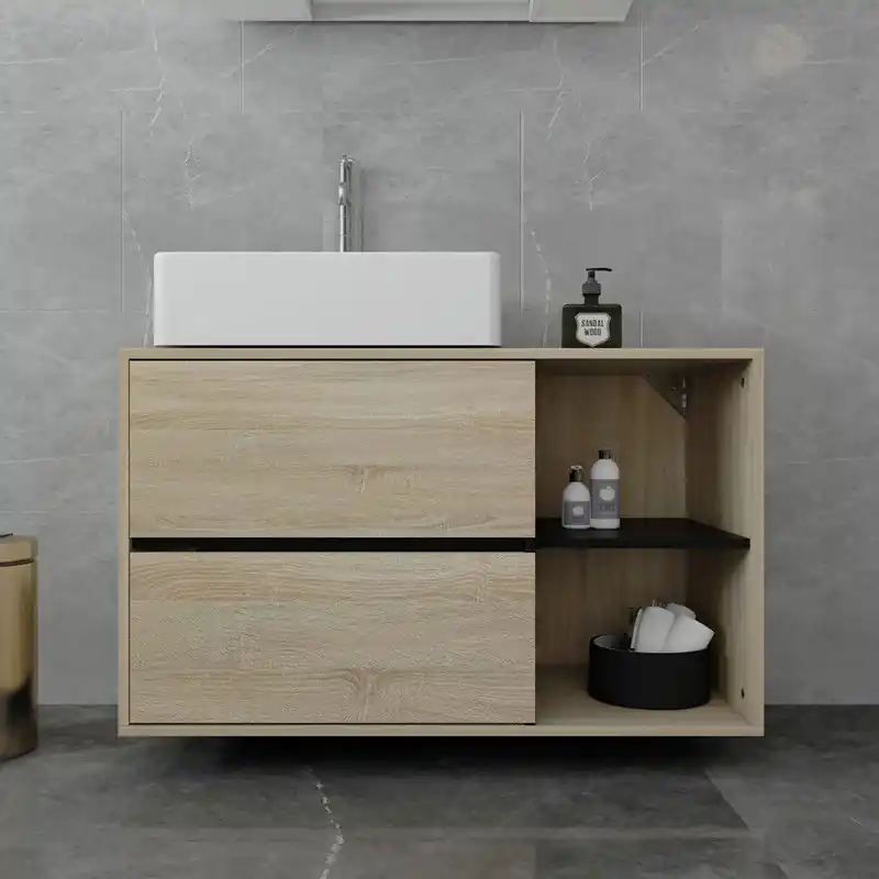 Wastafelonderkast 100x60x45,5 cm bruin/zwart MDF spaanplaat ML-Design Hete Deal