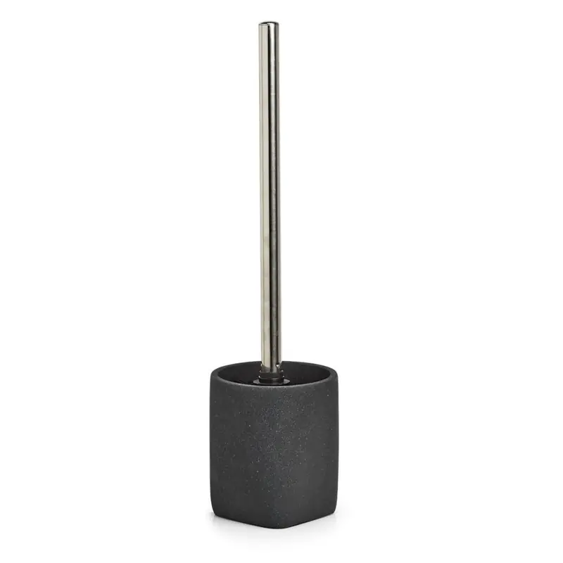 Zeller Toiletborstel in houder - kunststeen - antraciet - D9 x H36 cm - Toiletborstels Fabrieksprijs