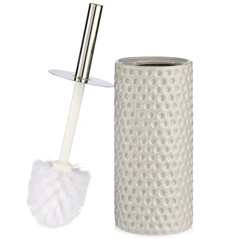 Nieuw Berilo Toiletborstel - kiezelgrijs met stippen - keramiek - 31 cm - Toiletborstels