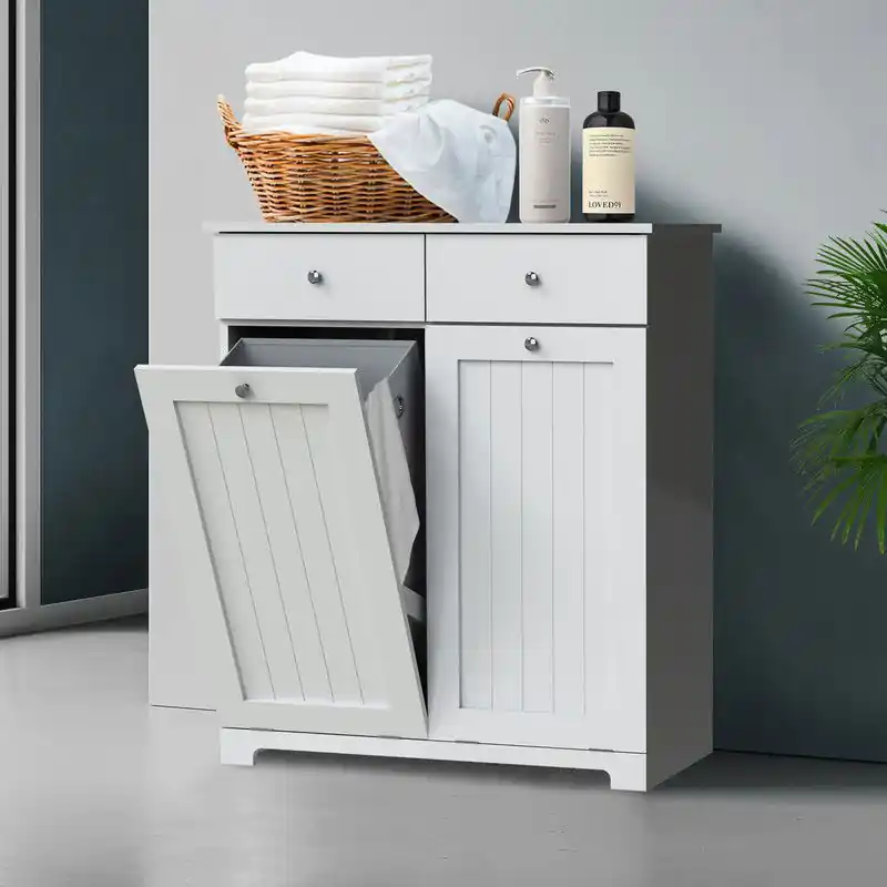 Badkamermeubel Badkamermeubel met wasmand 75x37x90 cm in wit ML design In De Mode
