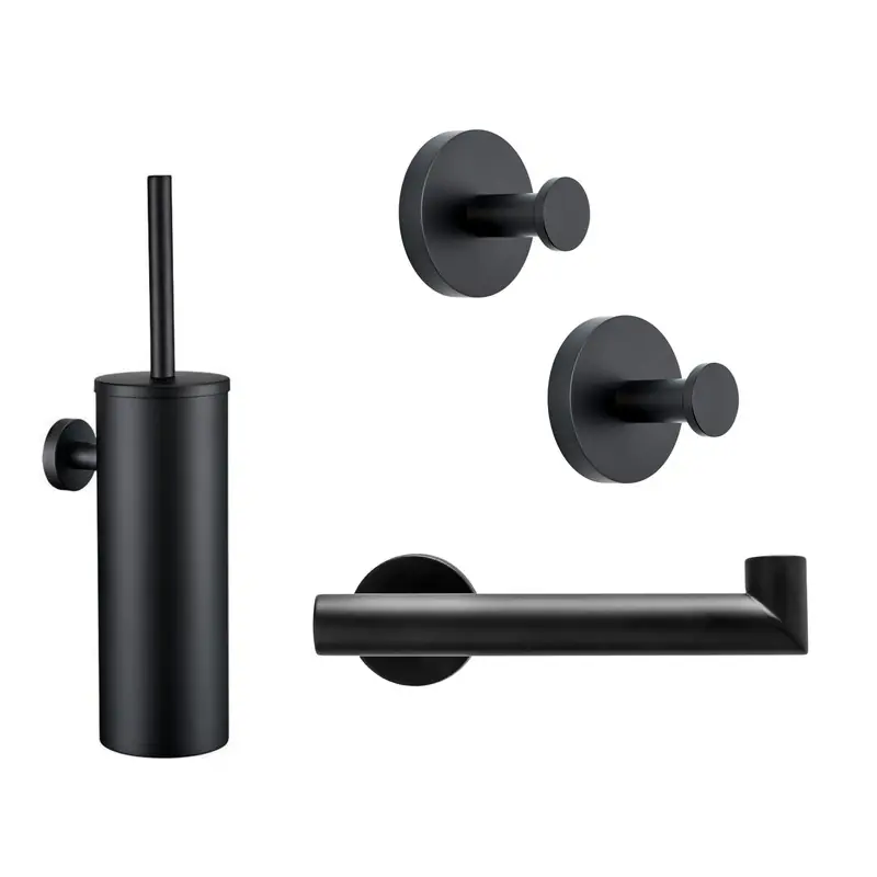 XIVADA Toilet set zwart - 4-delig - Hangend - Rvs - Zwart Laatste Kans