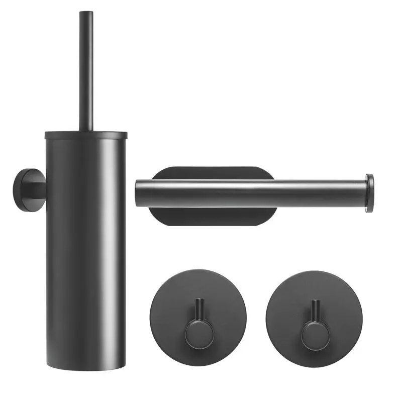 Rechtstreeks Van De Fabrikant XIVADA Toiletset - Wc Rolhouder - Handdoekhaak - Toiletborstel - Zwart