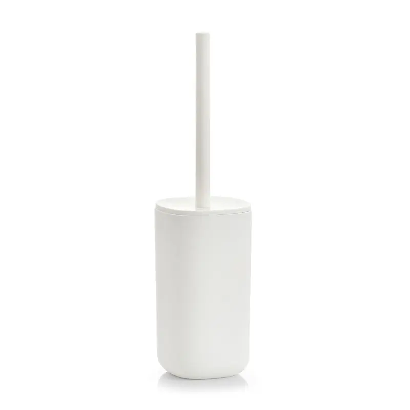 Zeller WC/Toiletborstel in houder kunststof - wit - D9 x H35 cm - Toiletborstels Garantie Inbegrepen