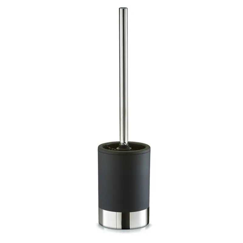 Zeller Toiletborstel in houder - rvs - zwart - D10 x H41 cm - Toiletborstels Authentiek