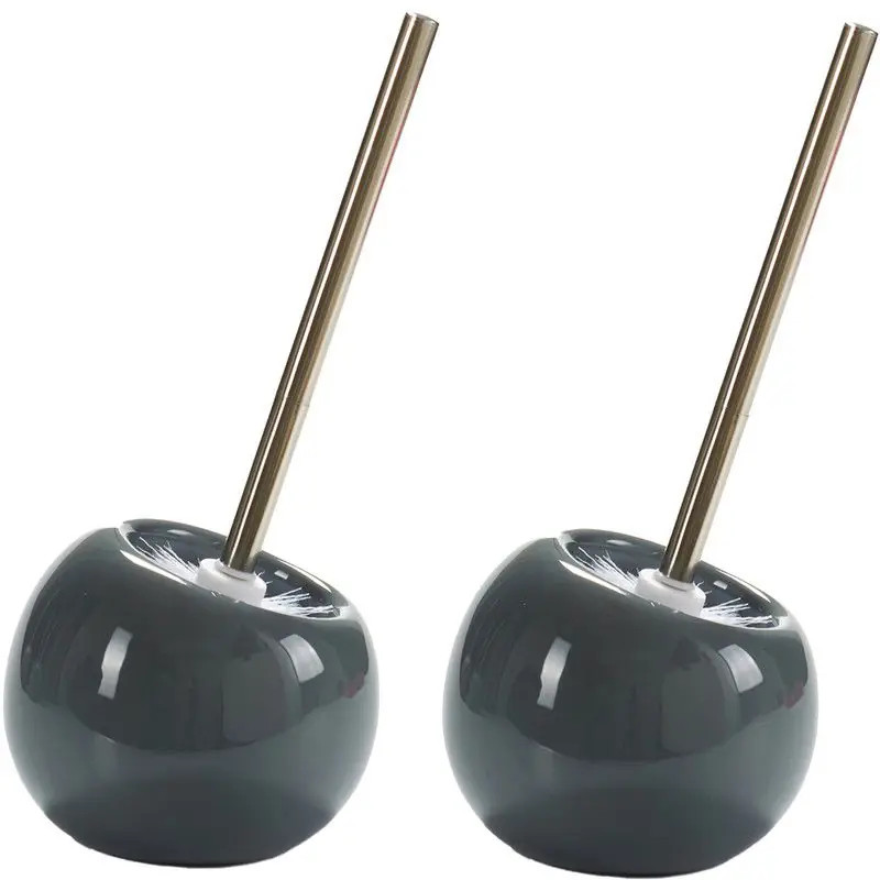 2x Stuks Toiletborstels/wc-borstels van keramiek - donkergrijs - H34 cm - Toiletborstels Luxe