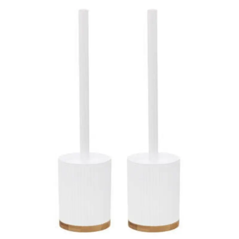 Express Levering 2x stuks WC-/toiletborstel met houder rond wit polyresin/steen 40 cm - Toiletborstels