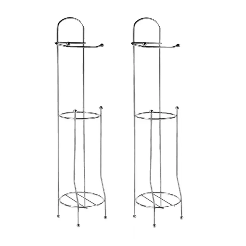 Limited Edition 5five Toiletrolhouder - 2x - staand - met reservoir - zilver - 66 cm - Toiletrolhouders