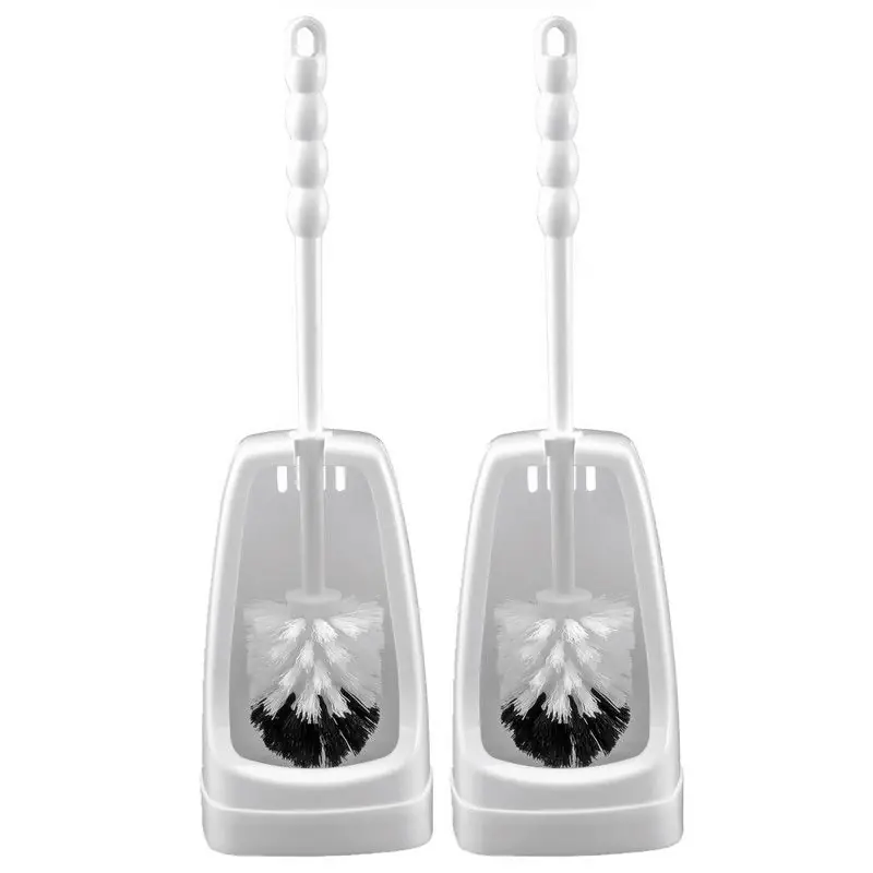 2x stuks wc/toiletborstel en houder / toiletgarnituur van wit kunststof - Toiletborstels Budget