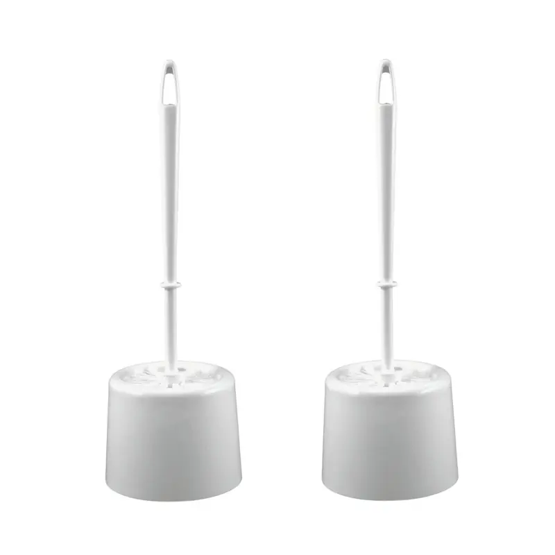2x Wc-borstel met houder wit 39 x 9 cm rond - Toiletborstels Tijdelijk Beschikbaar
