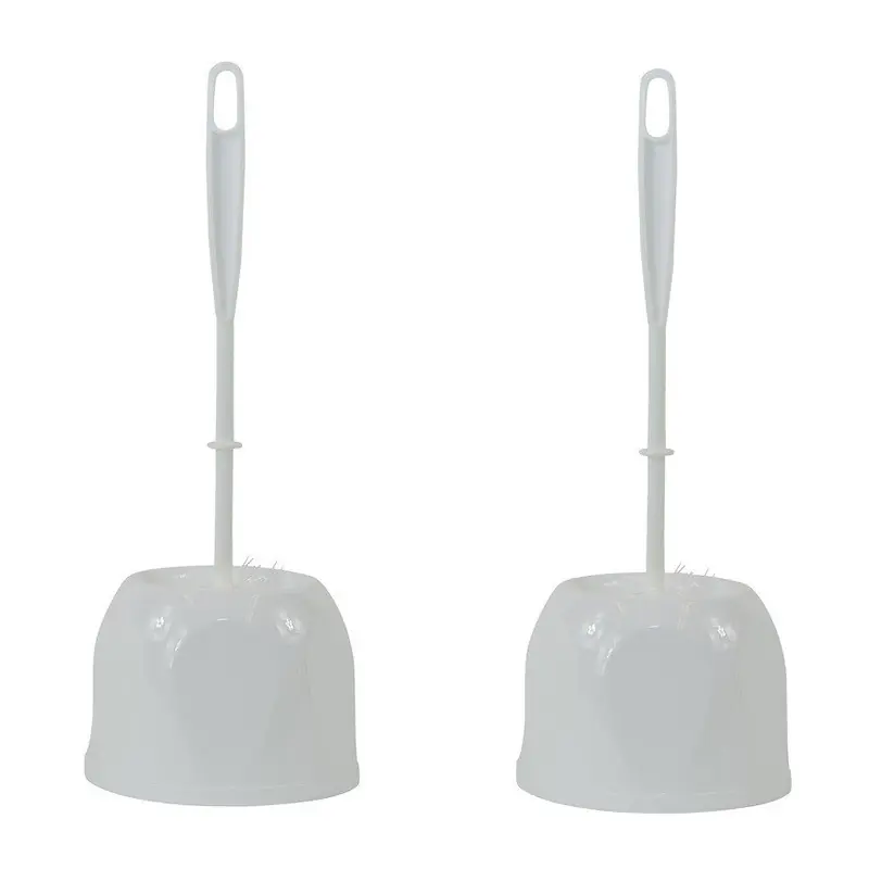 Voordeelprijs 2x Witte toiletborstel / wc-borstel met houder 13 x 13 x 37,5 cm - Toiletborstels