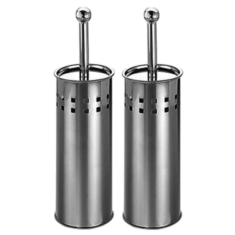 Toiletborstel met houder - 2x - RVS - 38 cm - WC borstels - Toiletborstels Exclusieve Aanbieding