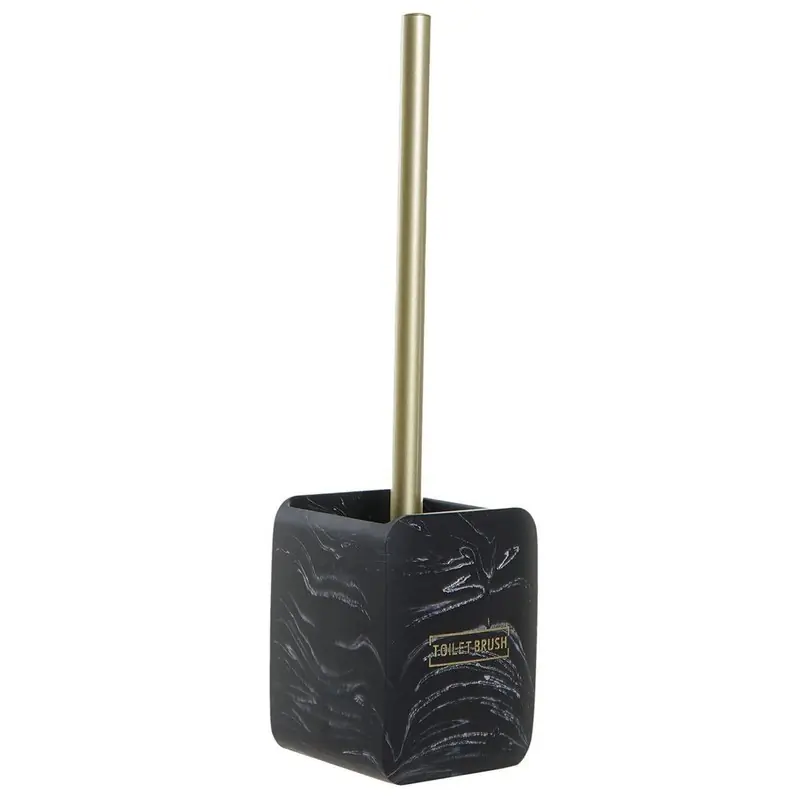 Items Toiletborstel marmer look - zwart - polyresin - 37 cm - Toiletborstels Direct Beschikbaar