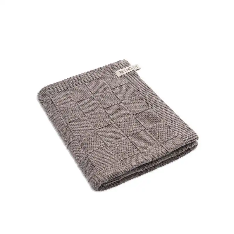 Korting Knit Factory Gebreide Badlaken - Badhanddoek - Taupe - 90x180 cm - Katoen