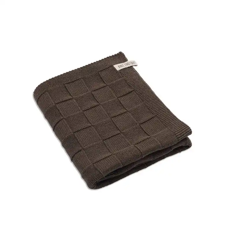 Koop Online Knit Factory Gebreide Badlaken - Badhanddoek - Khaki - 90x180 cm - Katoen