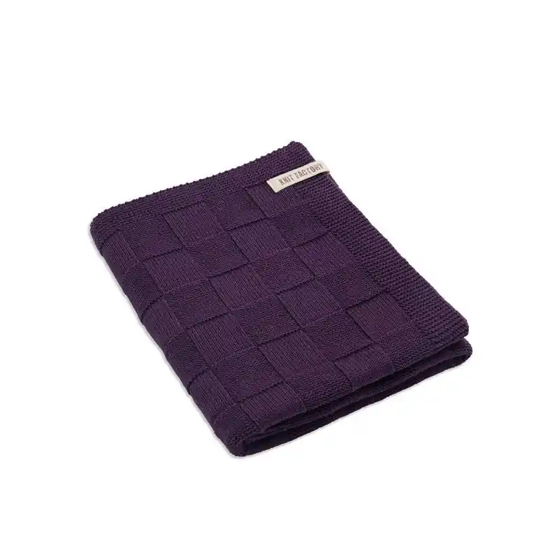 Rechtstreeks Van De Fabrikant Knit Factory Gebreide Badlaken - Badhanddoek - Paars - 90x180 cm - Katoen