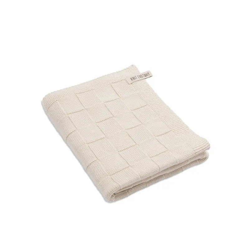 Direct Verzonden Knit Factory Gebreide Badlaken - Badhanddoek - Ecru - 90x180 cm - Katoen