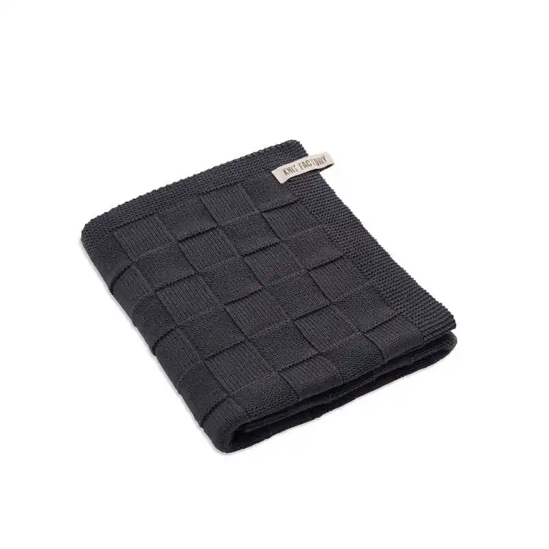 Knit Factory Gebreide Badlaken - Badhanddoek - Antraciet - 90x180 cm - Katoen Snelle Levering
