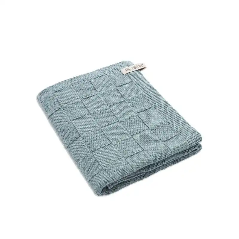 Wereldwijde Verzending Knit Factory Gebreide Badlaken - Badhanddoek - Stone Green - 90x180 cm - Katoen
