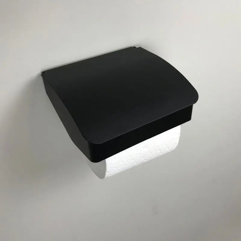 Toiletrolhouder Cube zwart met klep Premium