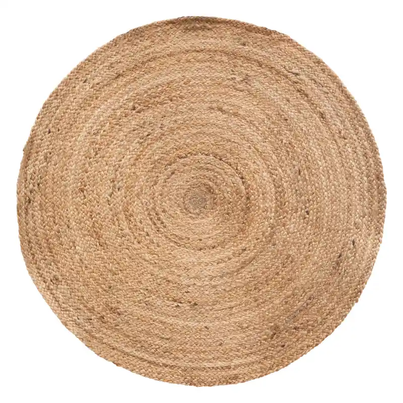 Budget MISOU Vloerkleed Rond - Binnen Tapijt - Jute - Veranda - Kleed - Wandkleed - 80x80cm - Beige - Wanddecoratie - MOLY