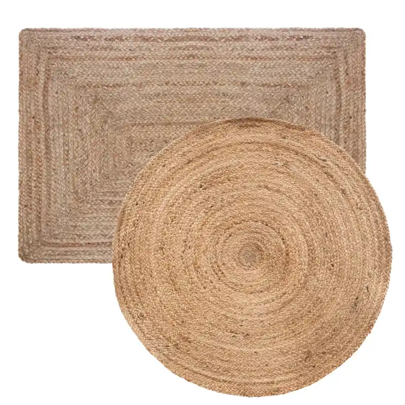 Gereduceerde Prijs MISOU Jute Vloerkleden - Set van 2 - Rond - Rechthoek - Wandkleed - Beige - Veranda - Kleed - Tapijt - MOLY & MELY