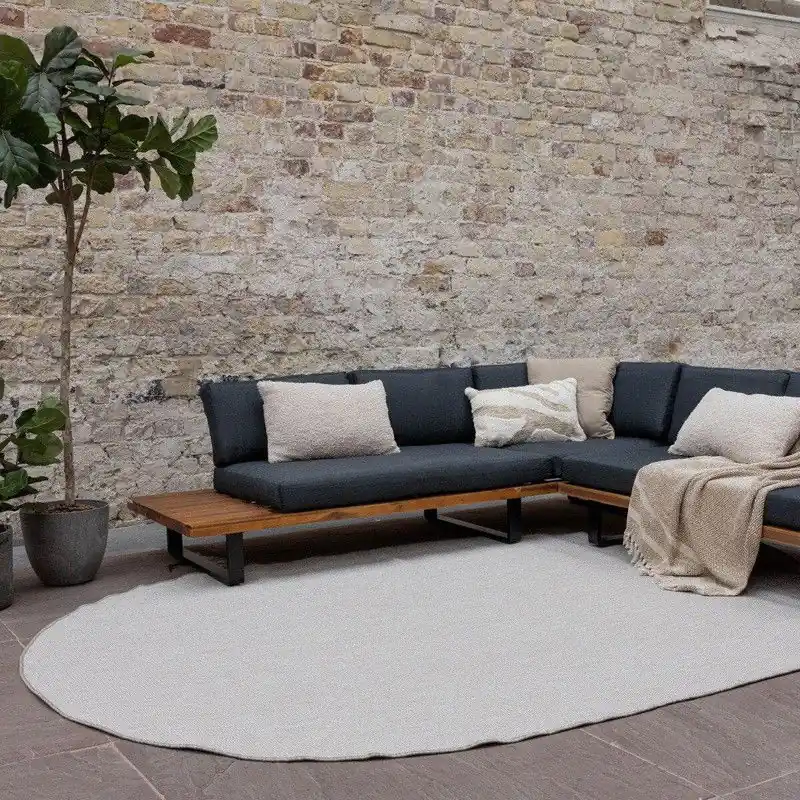 Buitenkleed Ovaal Mono - Grijs/Wit - Dubbelzijdig - EVA Interior - Polypropyleen Aanbieding
