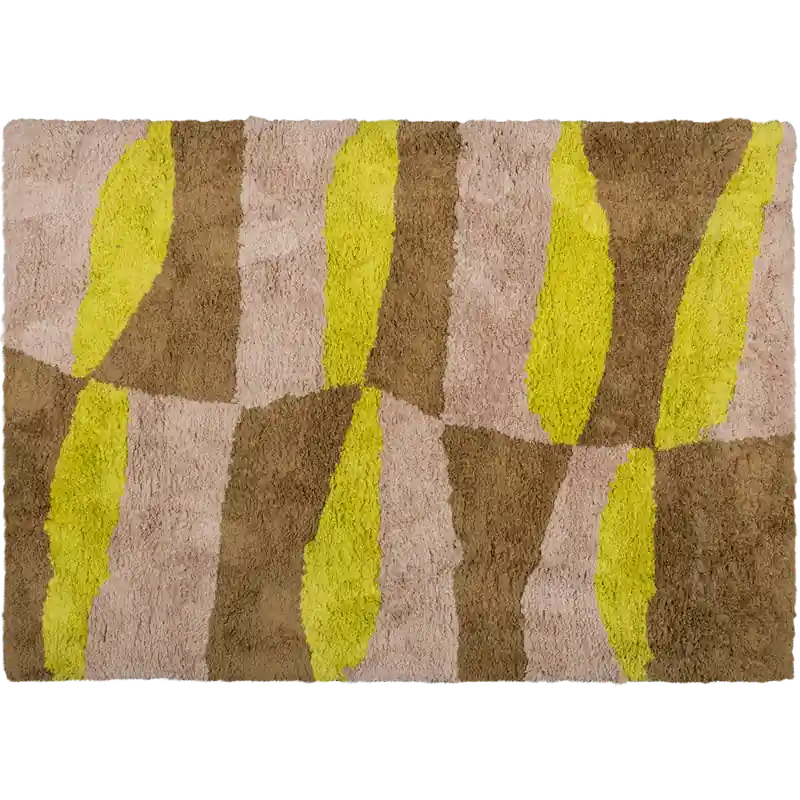 Uitverkoop WOOOD vloerkleed grafisch dessin Musa - Naturel/Geel - 170x240 cm