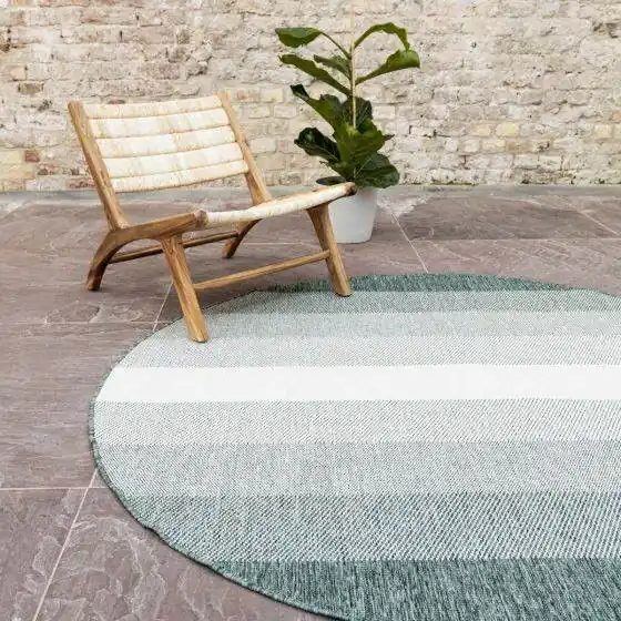 Rond Buiten vloerkleed Boa - Groen/Wit - dubbelzijdig - EVA Interior - Polypropyleen Koopje