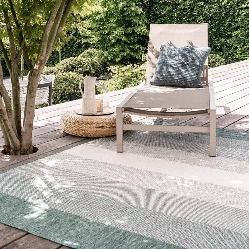 Buiten vloerkleed Boa - Groen/Wit - dubbelzijdig - EVA Interior - Polypropyleen - 280 x 380 cm - (XXL) Snelle Levering