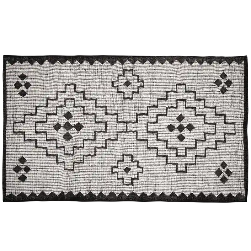 Shop Nu WOOOD Omari Vloerkleed - Wol/Jute - Naturel/Zwart - 1x160x230