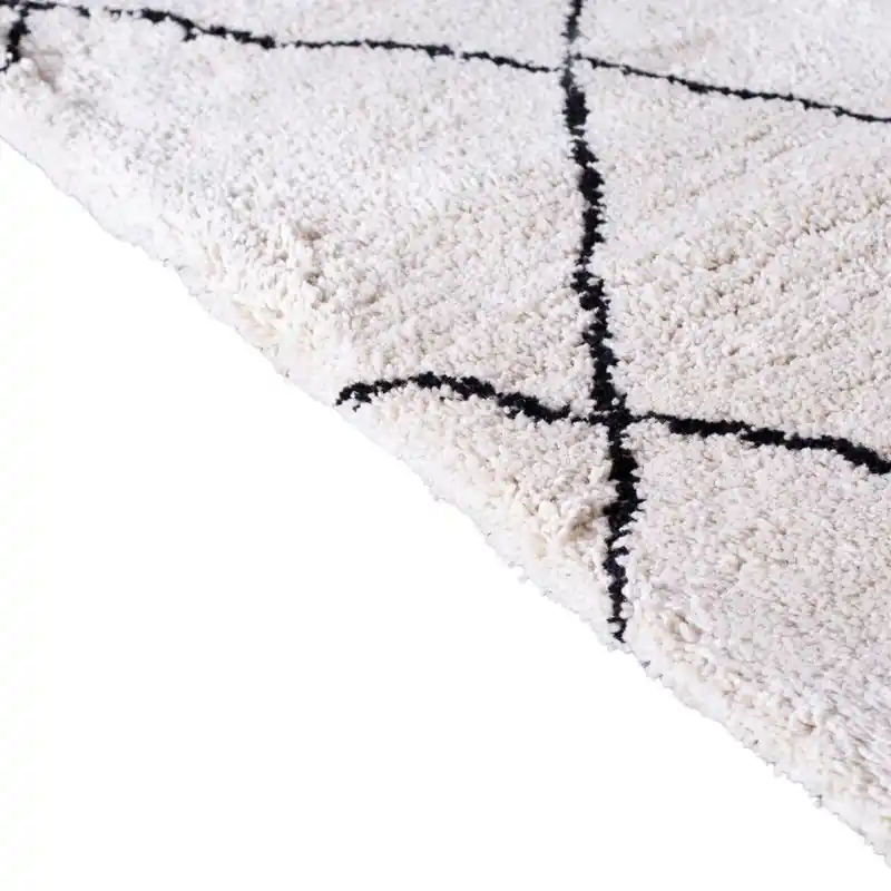 Modern Vloerkleed Troy Wit/Zwart Geruit 200x300cm - Giga Meubel