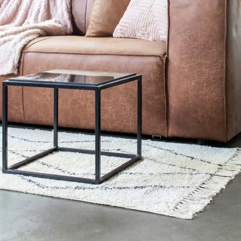 Authentiek Vloerkleed 90 x 250cm - Beige & Zwart - Katoen Polyester - Vloerkleed Bonam - Giga Meubel