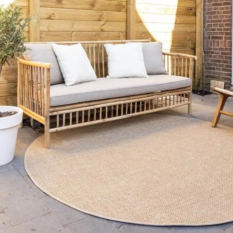 Bestel Nu Rond Buitenkleed Jute Excellent Outdoor Bruin - Polypropyleen
