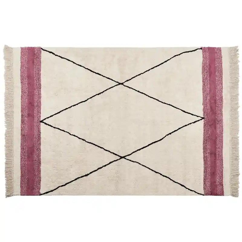 AFSAR - Laagpolig vloerkleed - Lichtbeige - 160 x 230 cm - Katoen Koopje