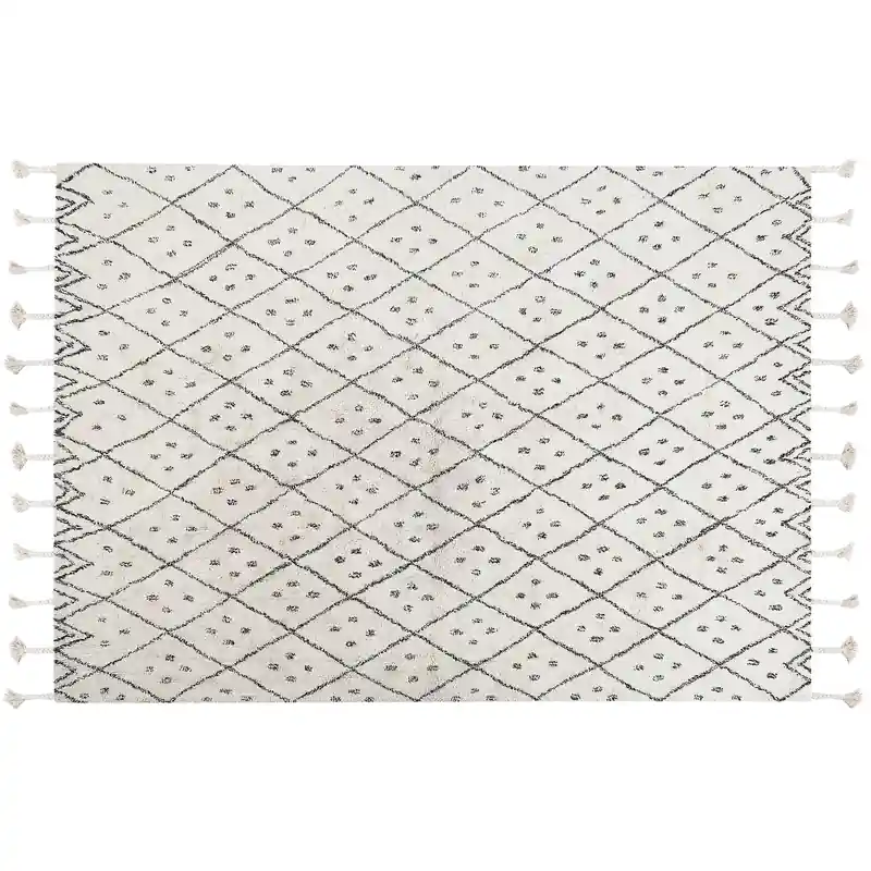 AGADIR - Laagpolig vloerkleed - Gebroken wit - 140 x 200 cm - Katoen Veilige Betaling