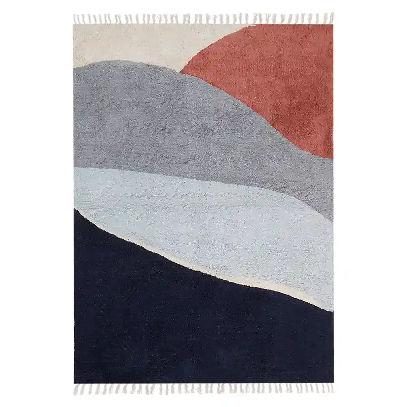 XINALI - Vloerkleed - Donkerblauw - 140 x 200 cm - Katoen Gratis Verzending