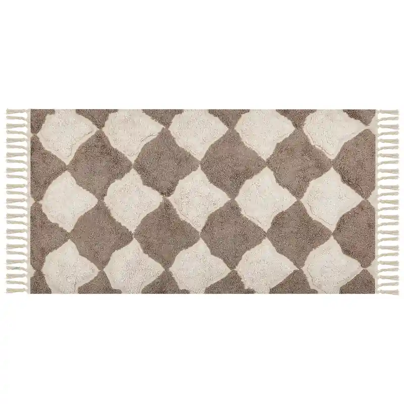 Weekendaanbieding SINOP - Laagpolig vloerkleed - Bruin - 80 x 150 cm - Katoen