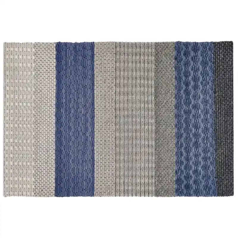 AKKAYA - Laagpolig vloerkleed - Blauw/Grijs - 140 x 200 cm - Wol Weekendaanbieding