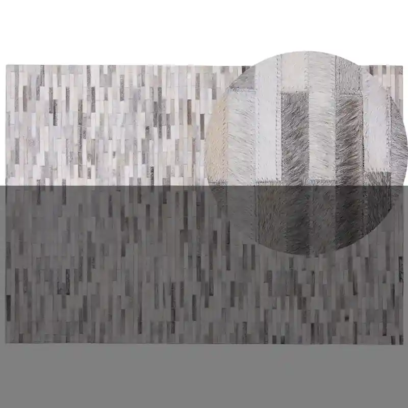 AHILLI - Laagpolig vloerkleed - Grijs - 160 x 230 cm - Koeienhuid leer Voordeelprijs