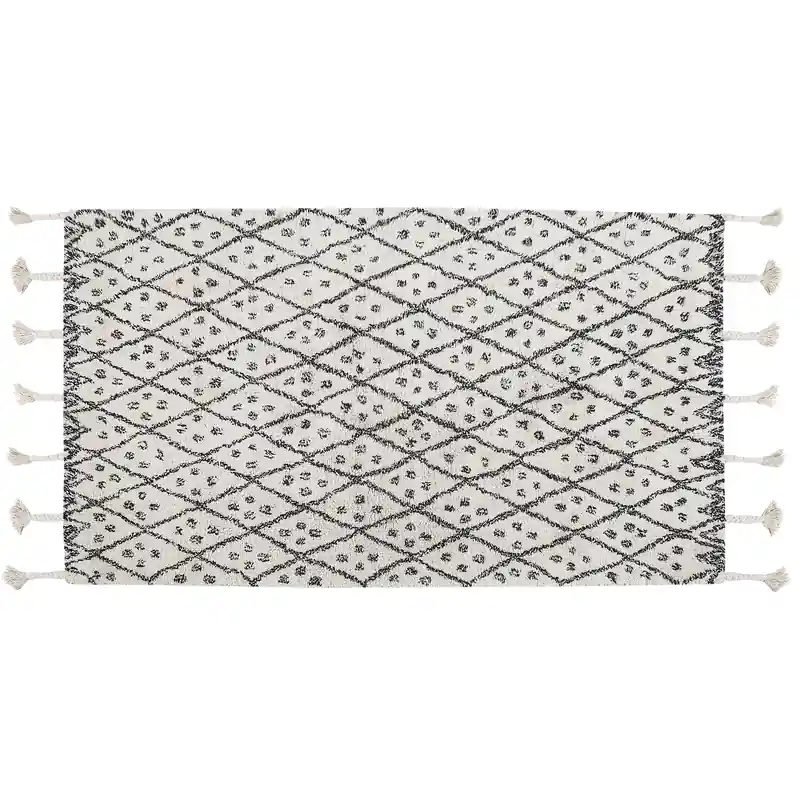 AGADIR - Laagpolig vloerkleed - Gebroken wit - 80 x 150 cm - Katoen Lage Kosten