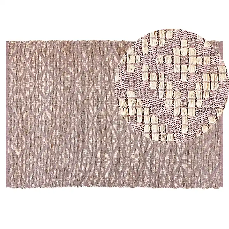 Ambachtelijk GERZE - Modern vloerkleed - Roze - 140 x 200 cm - Katoen