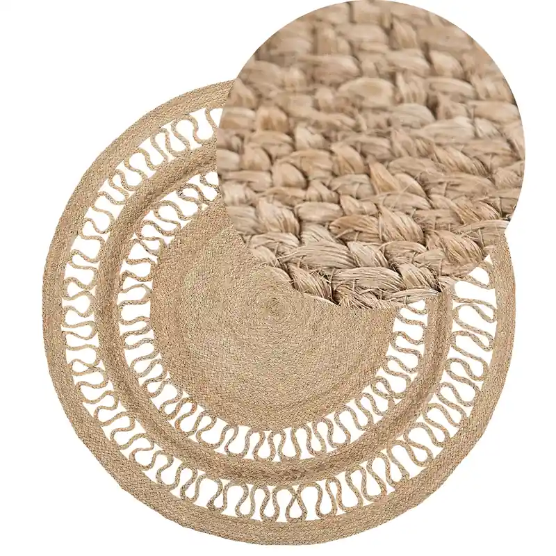 Actieprijs DIKILI - Laagpolig vloerkleed - Beige - 120 cm - Jute