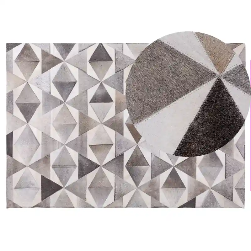ALAKA - Laagpolig vloerkleed - Grijs - 140 x 200 cm - Koeienhuid leer Dagaanbieding